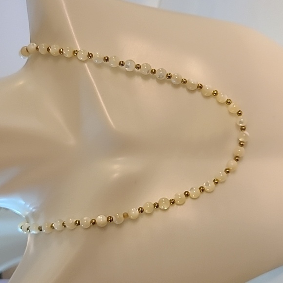 Vintage Anne Klein gold tone white beaded necklace - Picture 1 of 5